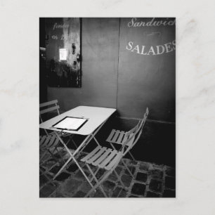 Paris cafe table and chairs postcard