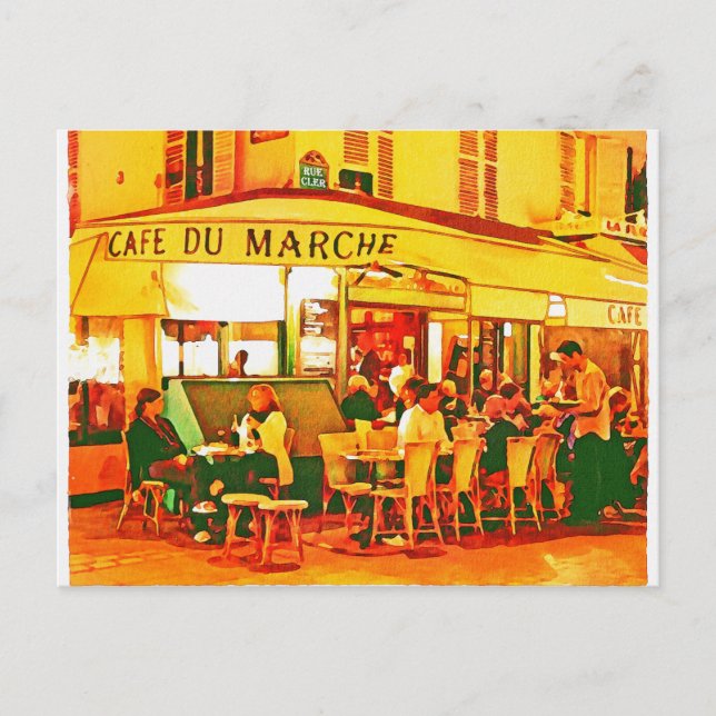 Paris Cafe Water Colour Postcard (Front)