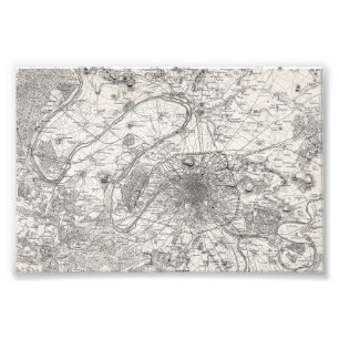 Paris capital of France map Photo Print