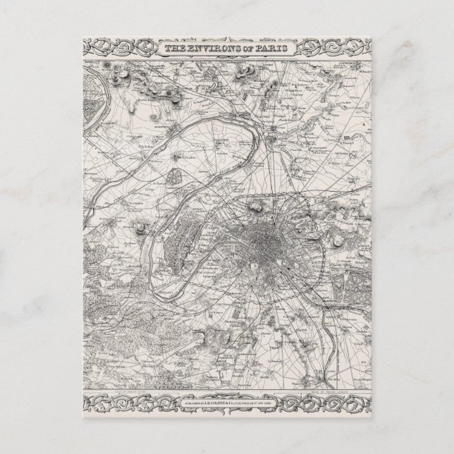 Paris capital of France map Postcard (Front)