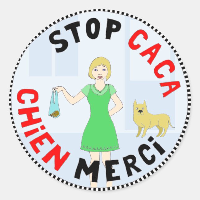 Paris, capitale de la crotte classic round sticker (Front)