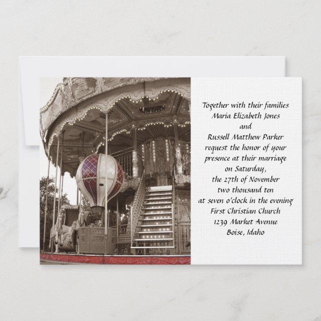 Paris Carousel Wedding Invitation (Front)