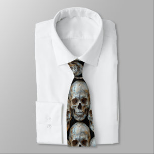 Paris Catacombs Stacked Skulls Halloween Neck Tie