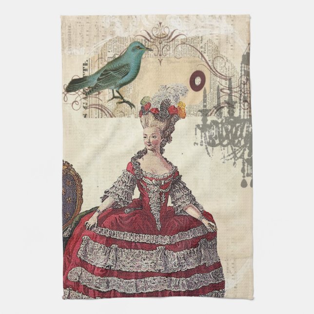 Paris Chandelier french queen  Marie Antoinette Tea Towel (Vertical)