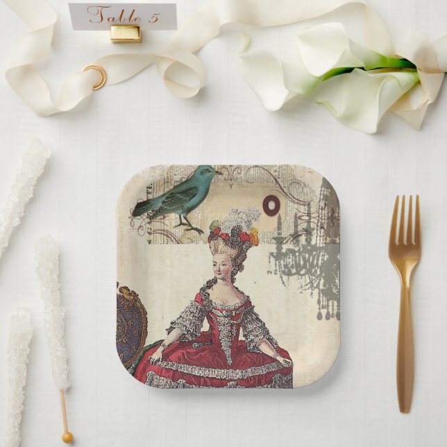 Paris Chandelier Marie Antoinette Vintage French  Paper Plate (Wedding)
