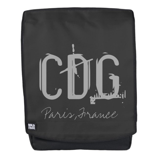 Paris Charles de Gaulle Airport Typography Backpack (Front)