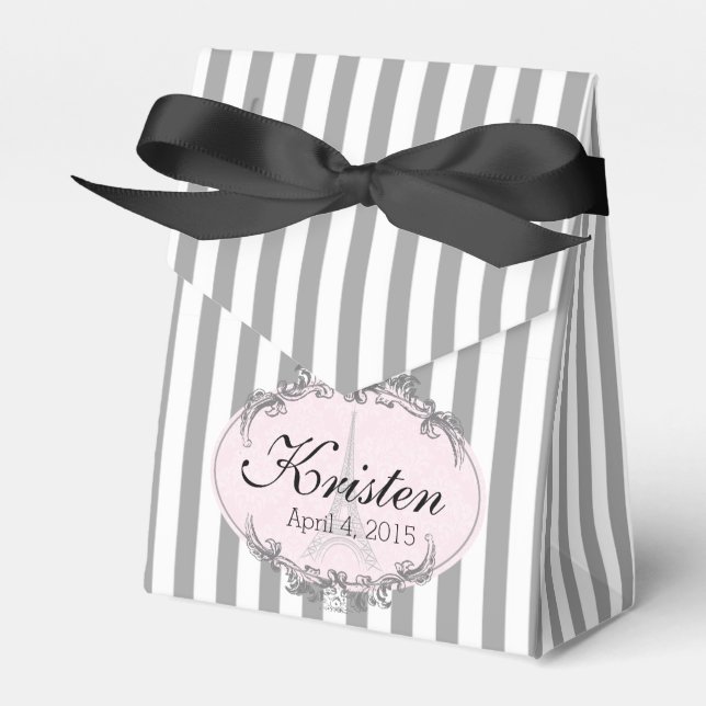 Paris Chic cute little personalised favour box (Front Side)