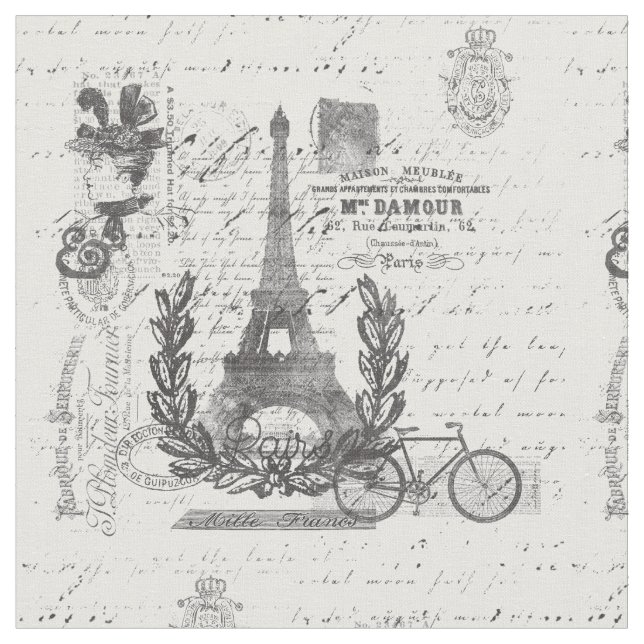 Paris Chic Script Fabric (Close Up)