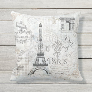 Paris city collage design Pillow