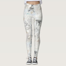 Paris city collage print leggings