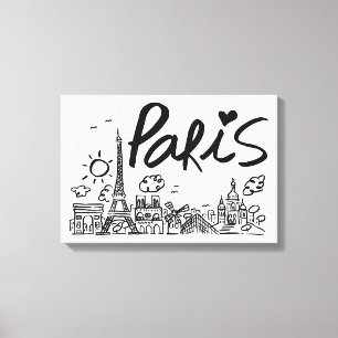 Paris City Doodle Canvas Print