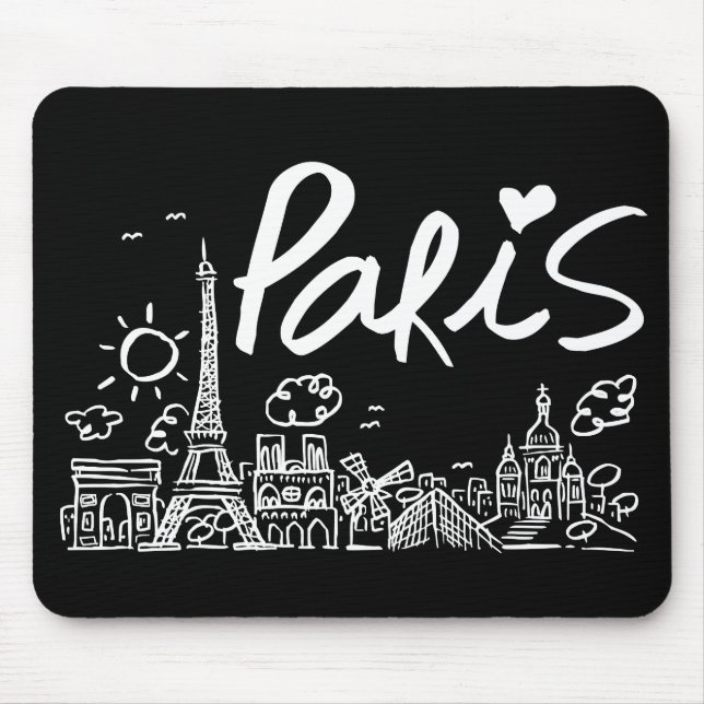 Paris City Doodle Mouse Mat (Front)