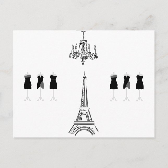 Paris City Fashion Eiffel Tower French Postcard (Front)