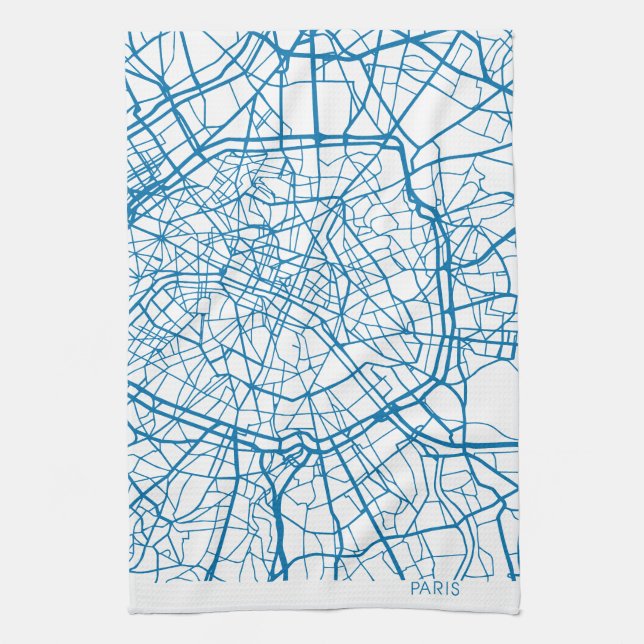 Paris City Map Kitchen Towel (Vertical)