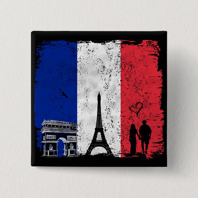 Paris city of love 15 cm square badge (Front)