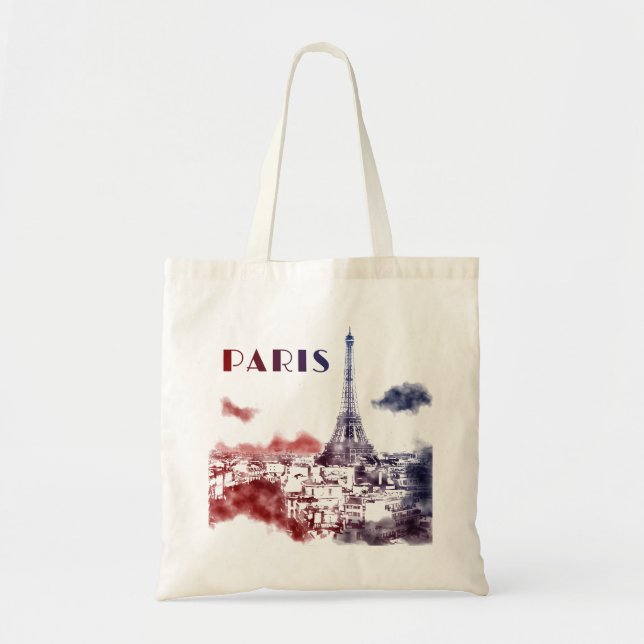 Paris City Skyline Eifel Tower Travel France Tote Bag (Front)