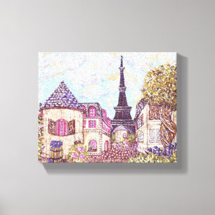 Paris Cityscape pointillsim canvas Kristie Hubler Print
