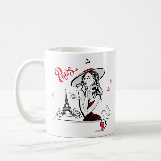 Paris & Coffee, red Coffee Mug (Left)