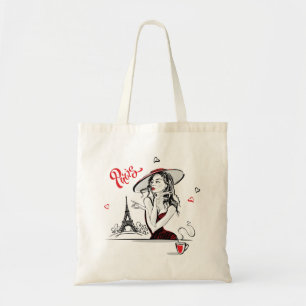 Paris & Coffee, red Tote Bag