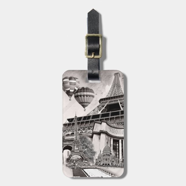 Paris Collage Luggage Tag (Front Vertical)