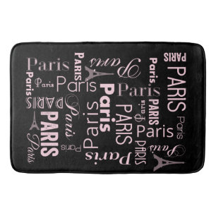 Paris collection black and pink paris print bath mat