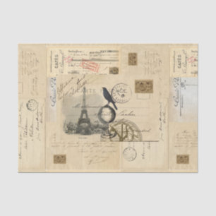 Paris Crow Globe French Postcard Tissue Paper