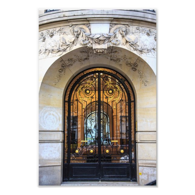 Paris Door Black and Gold Iron and Glass - Photo Print (Front)