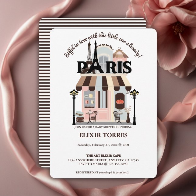 Paris Eiffel in Love French Cafe Baby Shower  Invitation (Creator Uploaded)