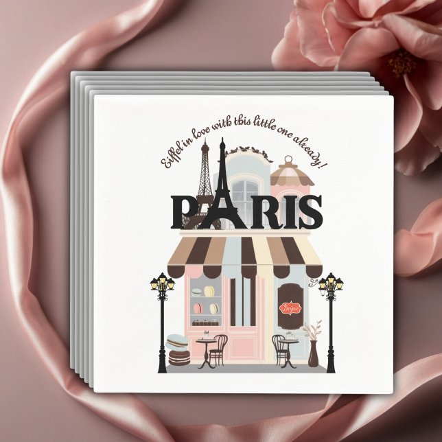 Paris Eiffel in Love French Cafe Baby Shower  Napkin (Creator Uploaded)