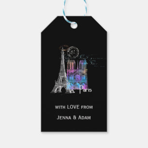 Paris Eiffel Notre Dame Rainbow French Gift Tag