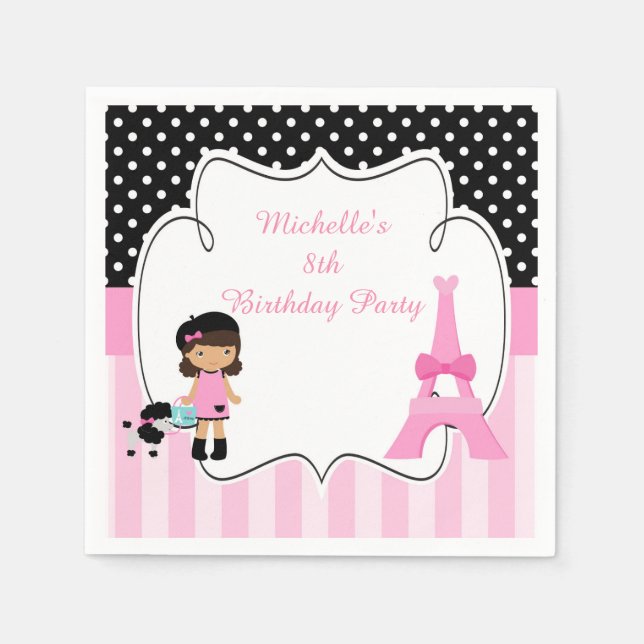 Paris Eiffel Tower African American Girl Napkin (Front)
