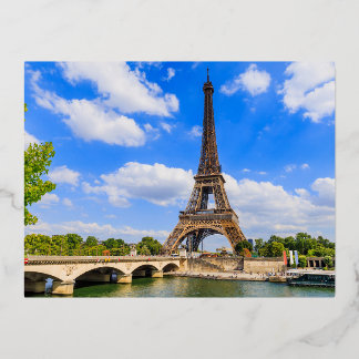 Paris, Eiffel Tower and river Seine, France. Foil Holiday Postcard