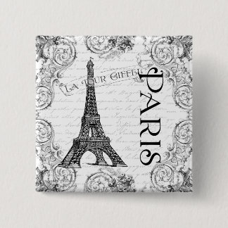Paris Eiffel Tower and Scrolls 15 Cm Square Badge