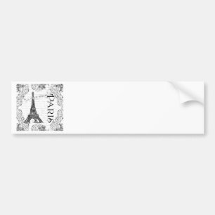 Paris Eiffel Tower and Scrolls Bumper Sticker