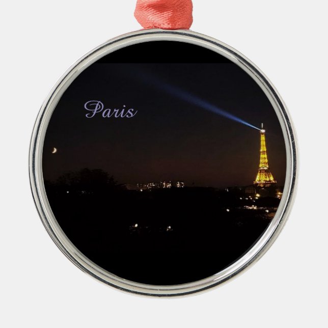Paris Eiffel Tower at Night Metal Tree Decoration (Front)