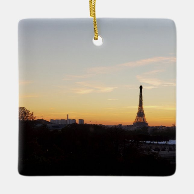 Paris Eiffel Tower at Sunset Christmas Ornament (Front)