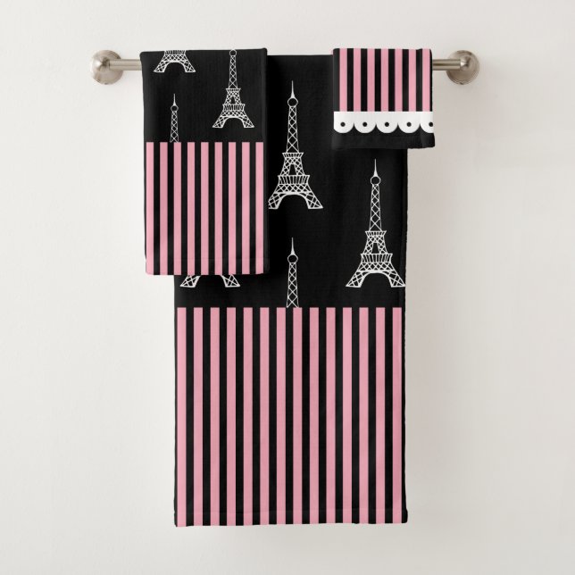 Paris Eiffel Tower Bath Towels Set Gift (Insitu)