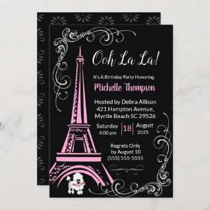 Paris Eiffel Tower Birthday Invitations