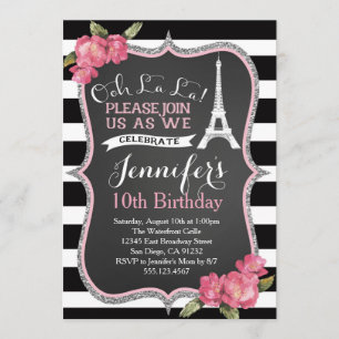 Paris Eiffel Tower Birthday Party Invitation