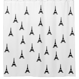 Paris Eiffel Tower Black White Shower Curtain