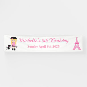 Paris Eiffel Tower Blonde Girl Banner