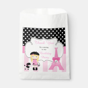 Paris Eiffel Tower Blonde Girl Favour Bags