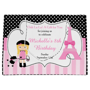 Paris Eiffel Tower Blonde Girl Large Gift Bag