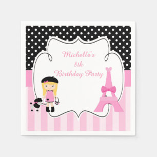 Paris Eiffel Tower Blonde Girl Napkin