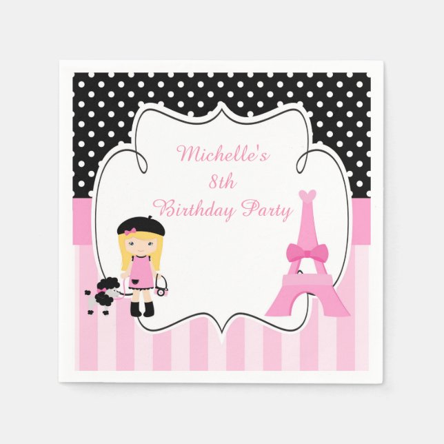Paris Eiffel Tower Blonde Girl Napkin (Front)