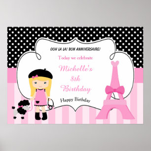 Paris Eiffel Tower Blonde Girl Poster