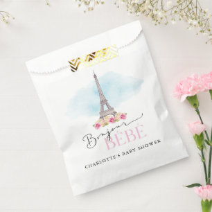 Paris Eiffel Tower Bonjour Baby Shower Favour Bags