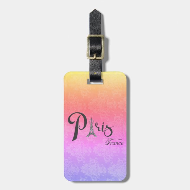 Paris Eiffel Tower Bow Stylish Colourful Luggage Tag (Front Vertical)