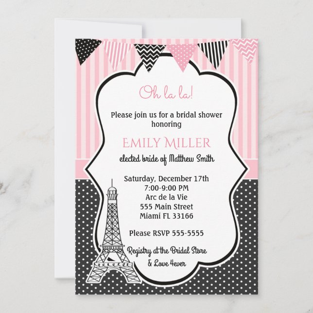 Paris Eiffel Tower Bridal Shower Invitation (Front)