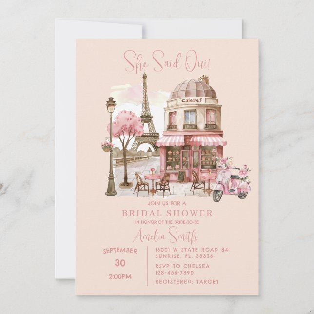 Paris Eiffel Tower Bridal Shower Invitation (Front)